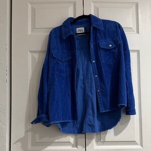 ZARA Cobalt Blue Corduroy Shacket